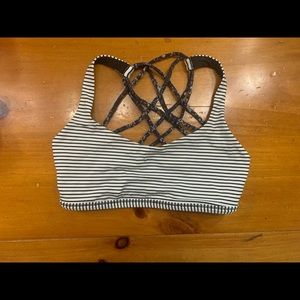 Lululemon Free to Be Black and White Striped Sports Bra